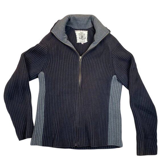 Vintage Guess Jeans Mens Sweater XL Ribbed Knit Zip-Up Mock Neck Cozy Gray - Picture 1 of 10